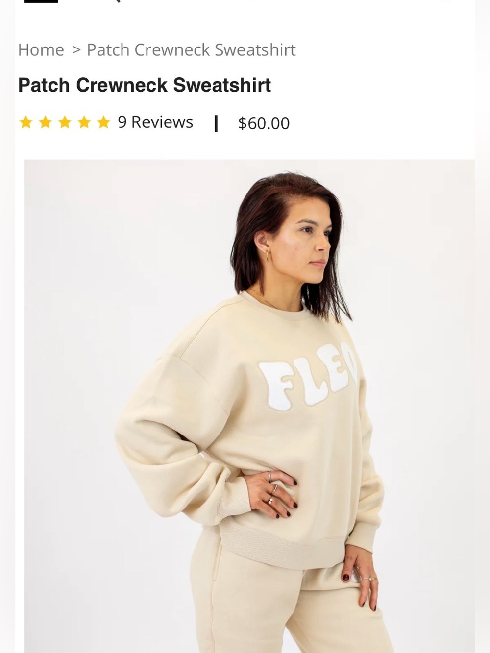 Women’s Fleo Crewneck Sweatshirt Size Small New Oversized Full length Front Logo - Picture 10 of 14